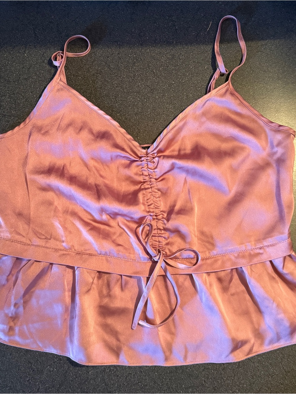 Abercrombie Mauve Pink Satin Peplum Cami Top S coquette balletcore soft girl